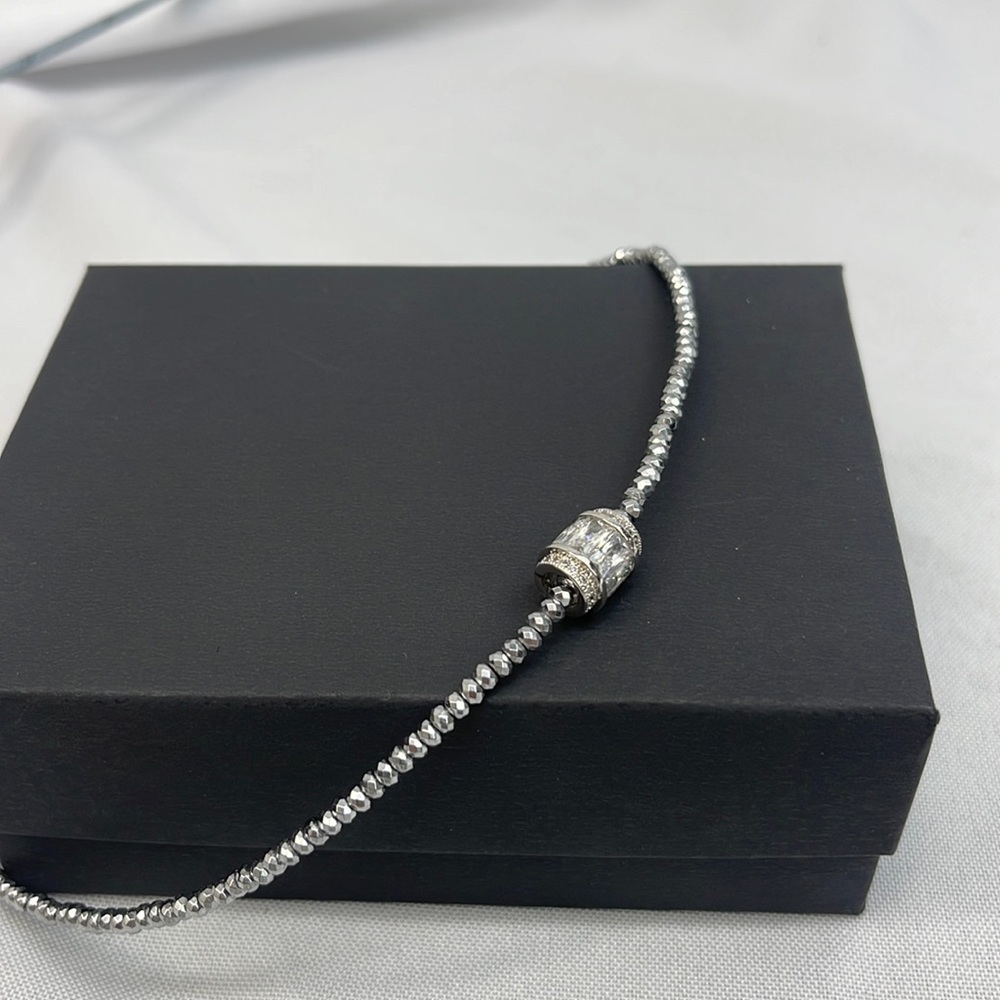 Lovely LUC with charm necklace shinny beaded 925